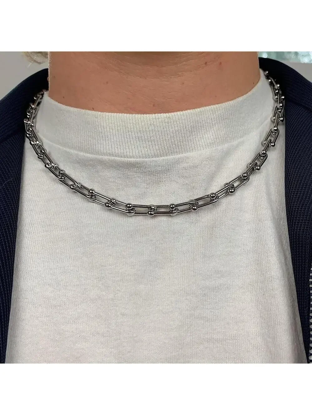 Vintage Y2K atyle U Link Shape Silver Chain. Stainless steel high quality! 20